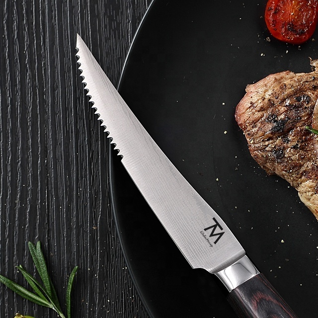 4.5 Inch Stainless Steel Professional Steak Knife Wholesale Custom Sharp Serrated Blade Kitchen Steak Knife