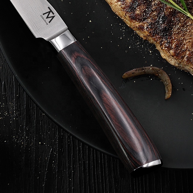 4.5 Inch Stainless Steel Professional Steak Knife Wholesale Custom Sharp Serrated Blade Kitchen Steak Knife