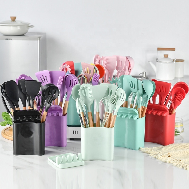 Ustensiles De Cuisine Utensilios De Cocina Unique Home and Kitchen Cooking Silicone Kitchen Utensils Set with Wooden Handle