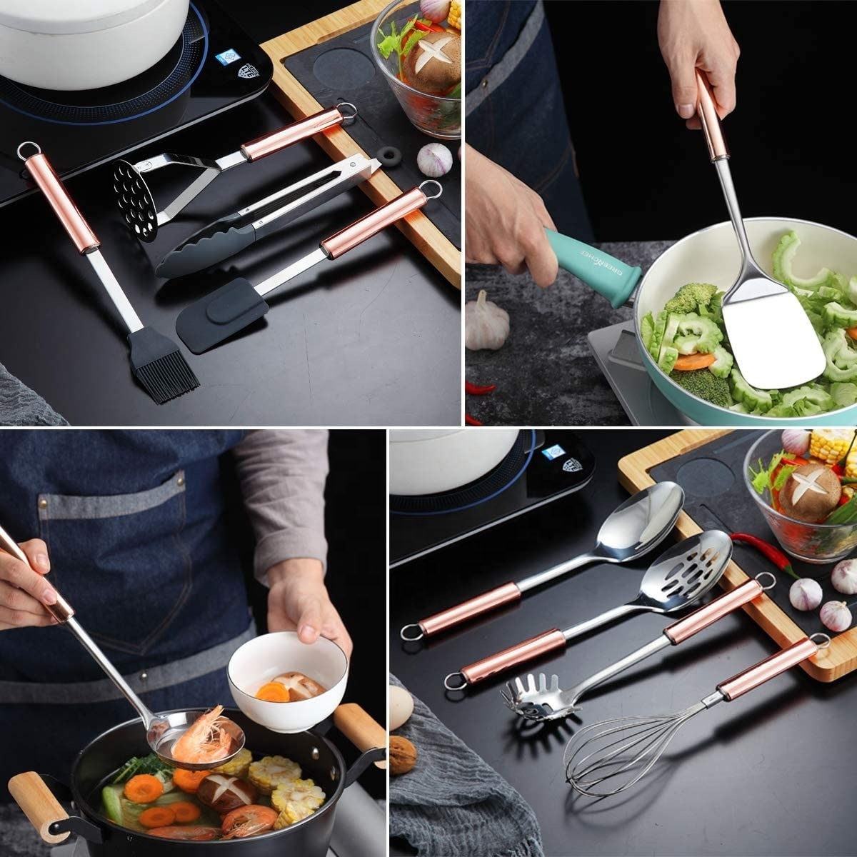 Utensilien Cuisin Utensilios De Cocina High Quality 12 Pieces Kitchen Accessories Utensils Set Stainless Steel Cooking Tools