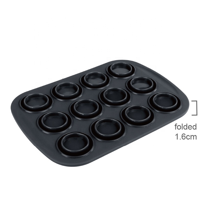 12 Cups Silicone Collapsible Large Ice Mold Tray for Muffin