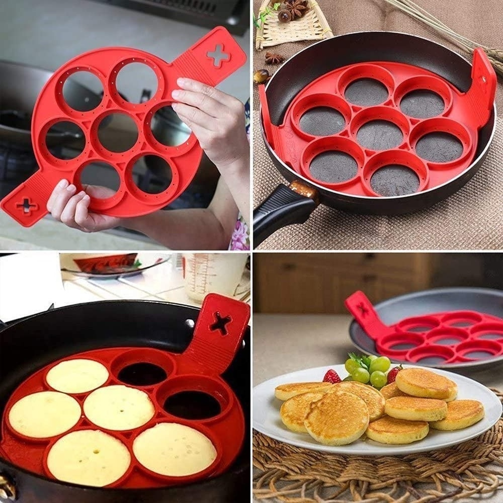 High Quality  Silicone Egg Ring Molds Round 7 Hole Pancake Mold