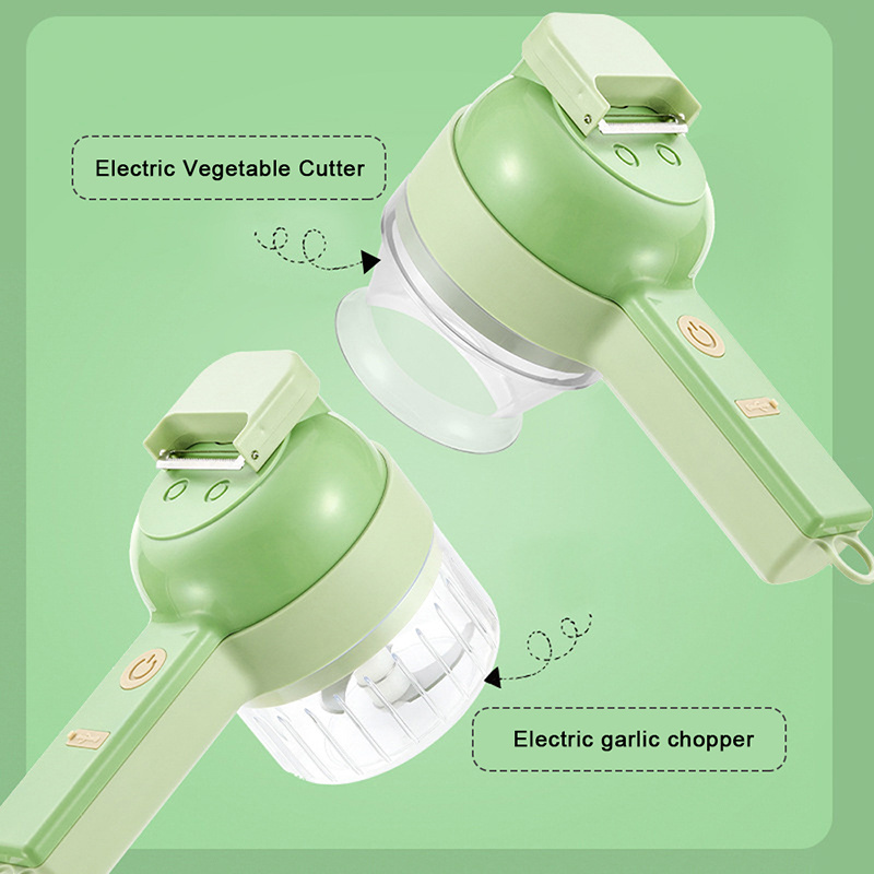 High Quality 4 In 1 Multifunctional Electric Vegetable Cutter Slicer Garlic Mud Masher Chopper Cutting Pressing Mixer FoodSlicer