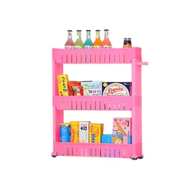 3 Tiers Plastic Home Kitchen Space Saving Storage Tools Holder Shelf Rack Organizer Beside Refrigerator With Wheels