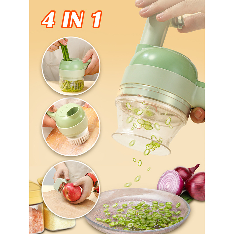 High Quality 4 In 1 Multifunctional Electric Vegetable Cutter Slicer Garlic Mud Masher Chopper Cutting Pressing Mixer FoodSlicer