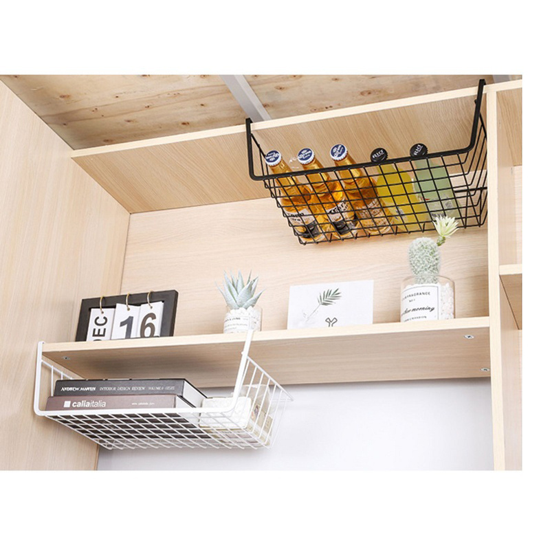 Hanging Basket Shelves Under Kitchen Cabinets Wrought Iron Dormitory Home Bedroom Wardrobe Compartment Layered Storage Organizer