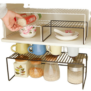 Shelf wrought iron retractable layered storage rack kitchen cabinets dish rack bathroom drain desktop storage shelf