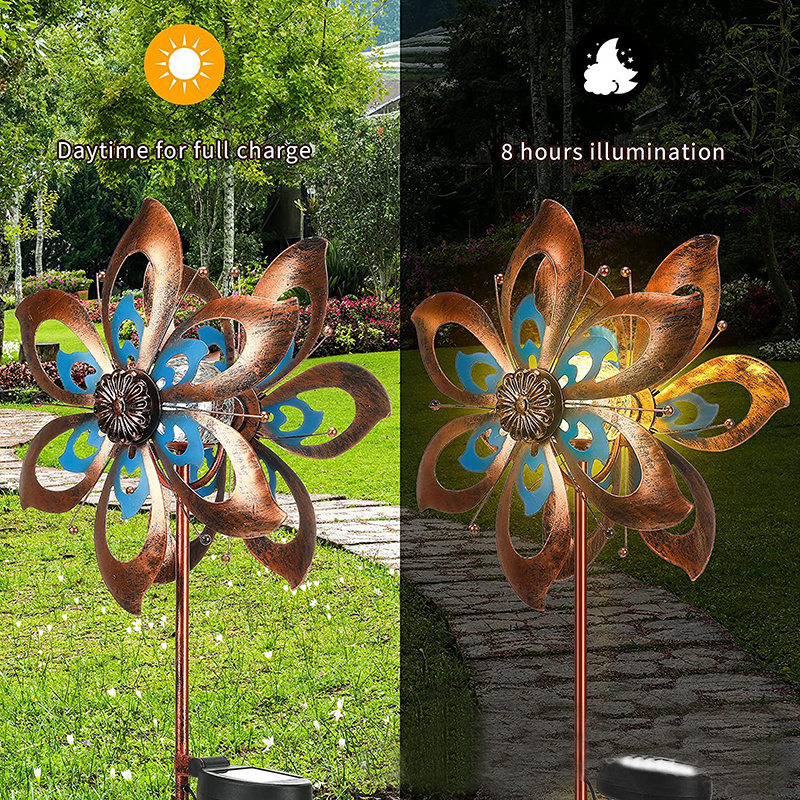 Solar LED Windmill Light Outdoor Waterproof Garden Lawn Landscape Lamp Pathway Yard House Decoration Colorful Pinwheel Colorful