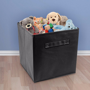 Hot Foldable Fabric Storage Box Cube Bins Cloth Organizer Storage Baskets Folding Nursery Closet Drawer Features Dual Handles