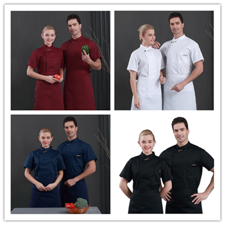 new Wholesale Unisex restaurant  Bakery Short Sleeve Breathable Double Breasted Cooking clothes kitchen chef jacket uniform