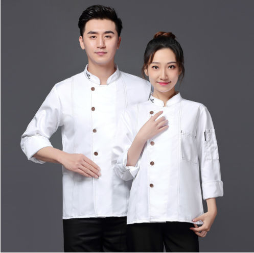 High quality modern white Shirt Long Sleeve Men Women Unisex Black cuisine apparel Restaurant Hotel Waiter Kitchen chef  Uniform