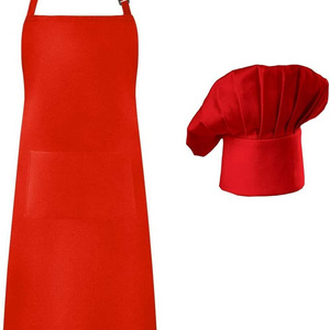 Unisex Chef Apron Hat Set Cotton Kitchen Apron Adult Adjustable with Butcher Hat Baker Costume Kitchen Pocket Pinafore