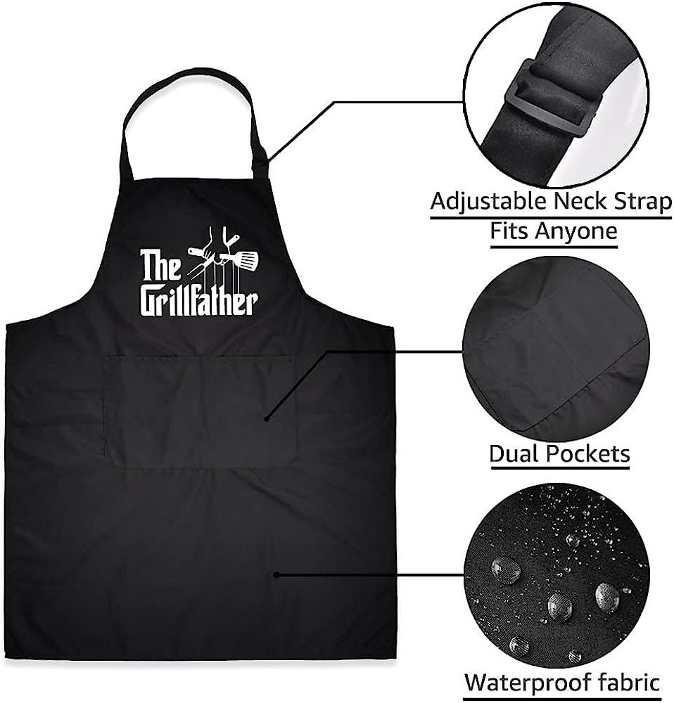 Chef Hat+Apron Set Funny Cooking Grilling Apron Gift for Men Woman Dad Mom Gift for Husband Boyfriend Chef Adjustable Size