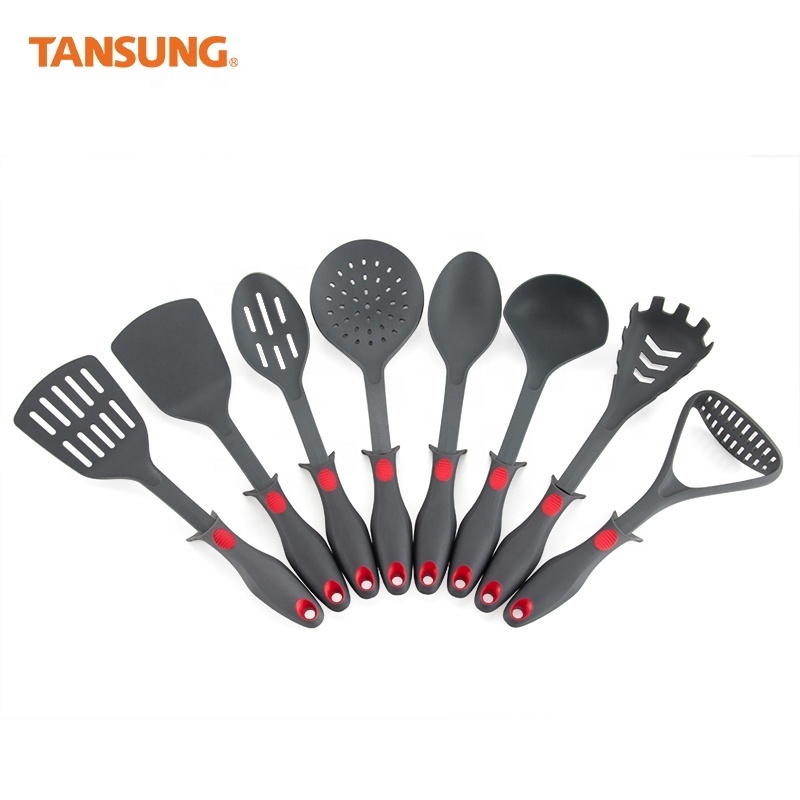 New Design Wholesale 8 PCS Kitchen Cooking Tool Sets Small Nylon Kitchen Utensils with TPR Handle