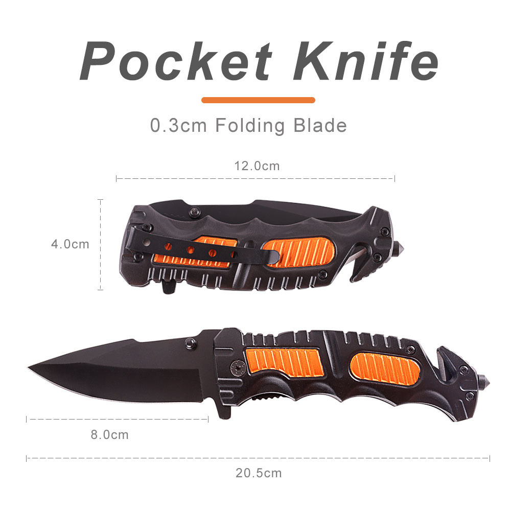 KJDG20 XINBIGO New Multifunctional Folding Knife Outdoor Camping Pocket Knife with Belt Cutter and Glass Breaker