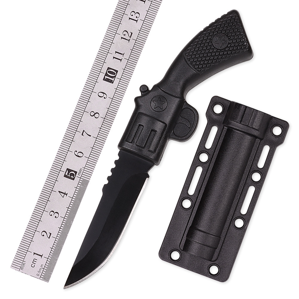 Custom OEM Wholesale Black Gun Shaped Knife Folding Pocket Gift Knives with Kydex Sheath