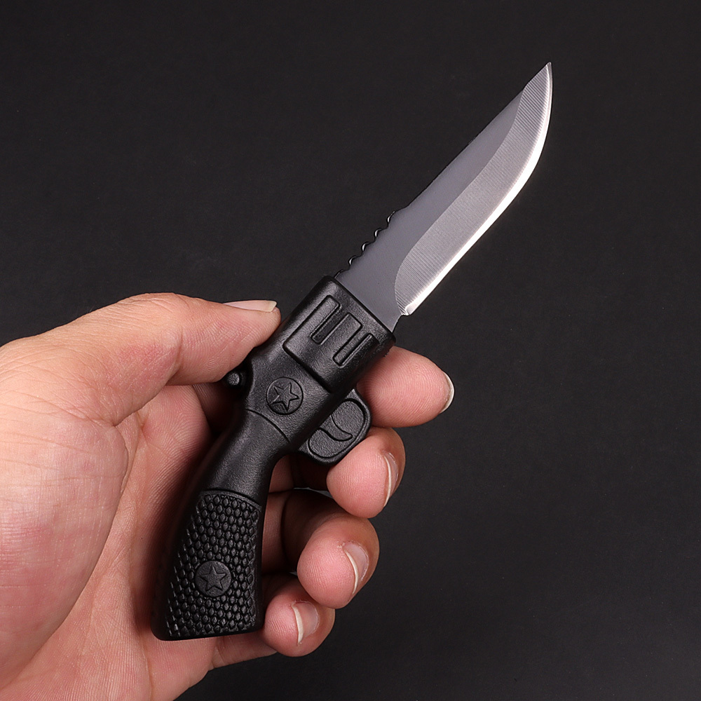 Custom OEM Wholesale Black Gun Shaped Knife Folding Pocket Gift Knives with Kydex Sheath