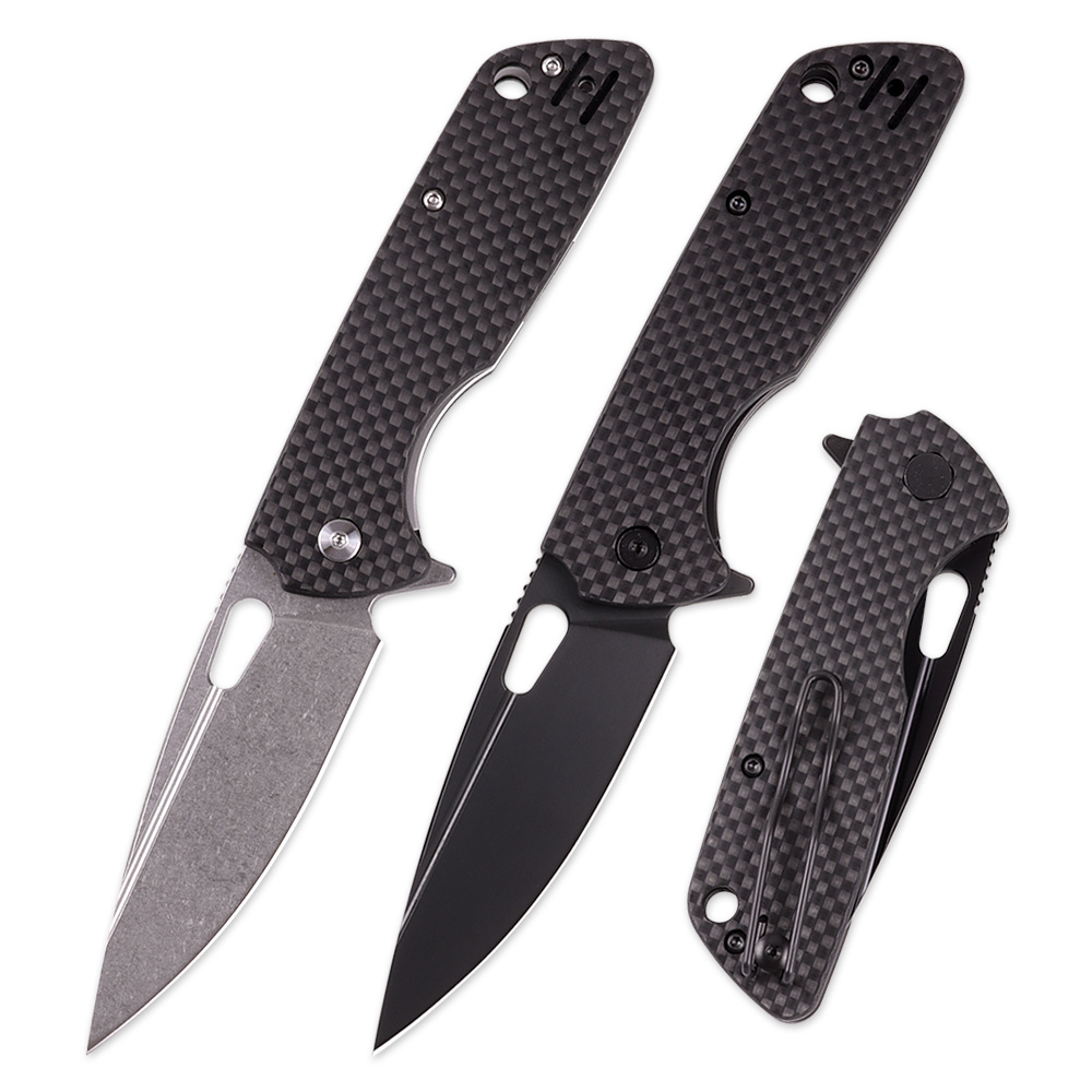 High Grade D2 Steel Edc Folding Pocket Knife G10 Carbon Fiber Handle Outdoor Camping Self Defense Survival Knives