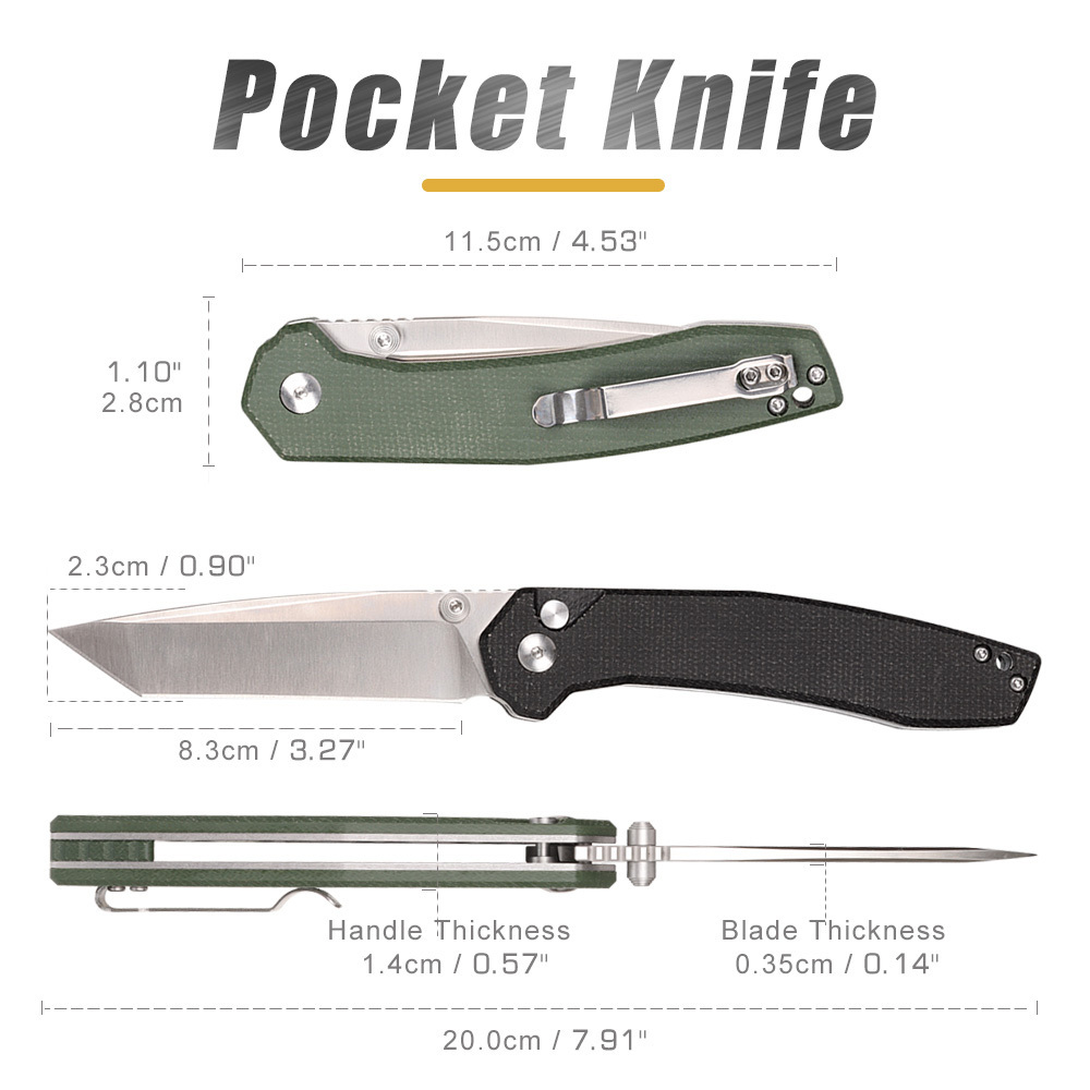 New Fashion Design Micarta Folding Pocket Knife High Hardness D2 Blade EDC Camping Outdoor Survival Tactical Knives