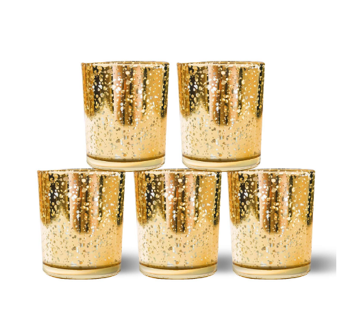 Stunning Gold Mercury Votive Candle Holders for Christmas Day Custom Candle Jar Supplier