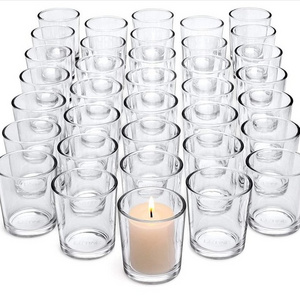 Clear Glass Tealight Candle Holder- Glass Votive Candle Holders Bulk Set of 36 - Clear Candle Holder for Thanks Giving Table Dec