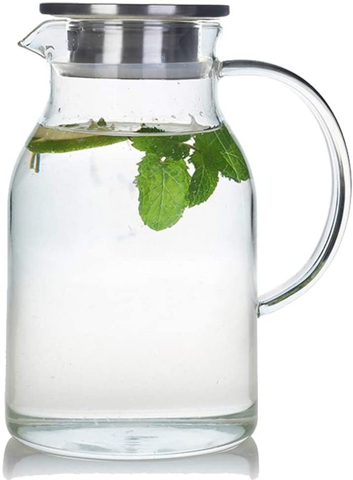 2010mls Pitcher Glass Water Pitcher with Lid Water Jug for Hot/Cold Water Ice Tea and Juice Beverage