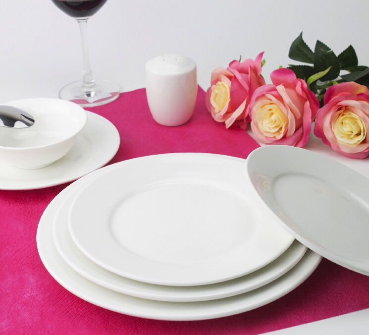 OEM Manufacture Hot selling white ceramic plate tableware wholesale flat plate dinner plate