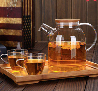 Glass Kettle 1800ml 60-ounce - Stove-top Safe - Heat Resistant Borosilicate Glass Pitcher Carafe Teapot Wth Bamboo Lid.