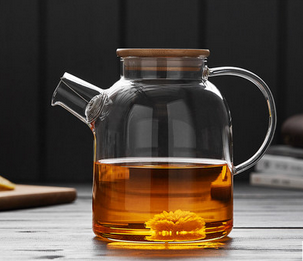 Glass Kettle 1800ml 60-ounce - Stove-top Safe - Heat Resistant Borosilicate Glass Pitcher Carafe Teapot Wth Bamboo Lid.