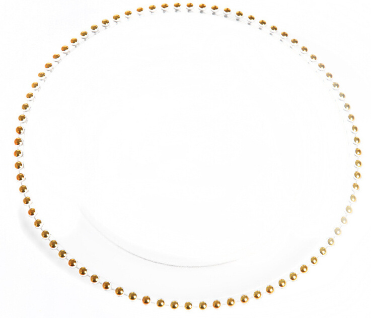 Wholesale 32cm Elegant Glass Gold Rim Clear Beaded Charger Plate for Wedding Party