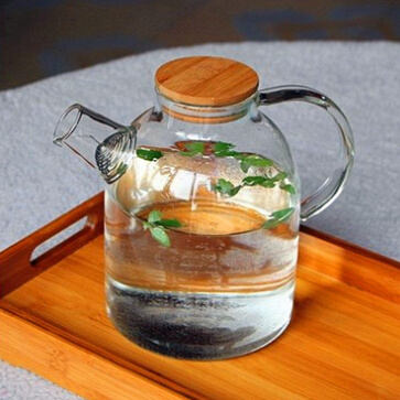 Glass Kettle 1800ml 60-ounce - Stove-top Safe - Heat Resistant Borosilicate Glass Pitcher Carafe Teapot Wth Bamboo Lid.