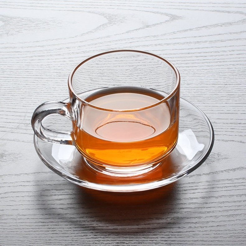 200ml high quality Creative square and round coffee glass cup and saucer