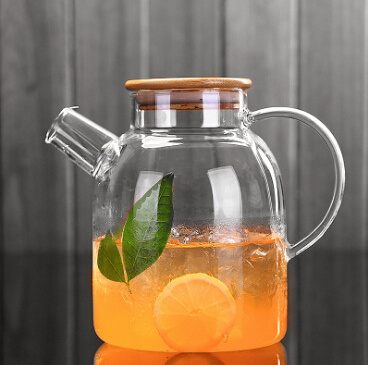 Glass Kettle 1800ml 60-ounce - Stove-top Safe - Heat Resistant Borosilicate Glass Pitcher Carafe Teapot Wth Bamboo Lid.