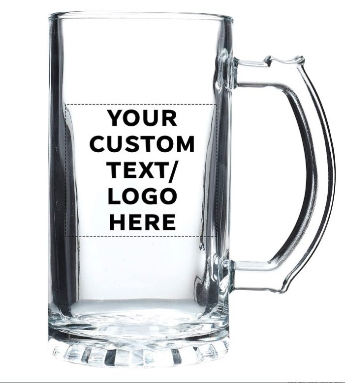 Beer Stein Mugs - Perfect Glasses for Beers, Root Beer Floats Customizable Text, Logo - Beer Pint Glass 16 Oz- Luxury CLASSIC