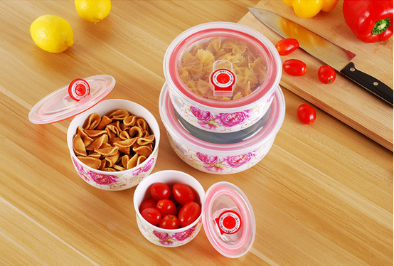 Customized Printing Deep Microwave Safe Houseware Bowl Ceramic Bowl with Plastic Lid AB Grade Ceramic Minimalist Restaurants