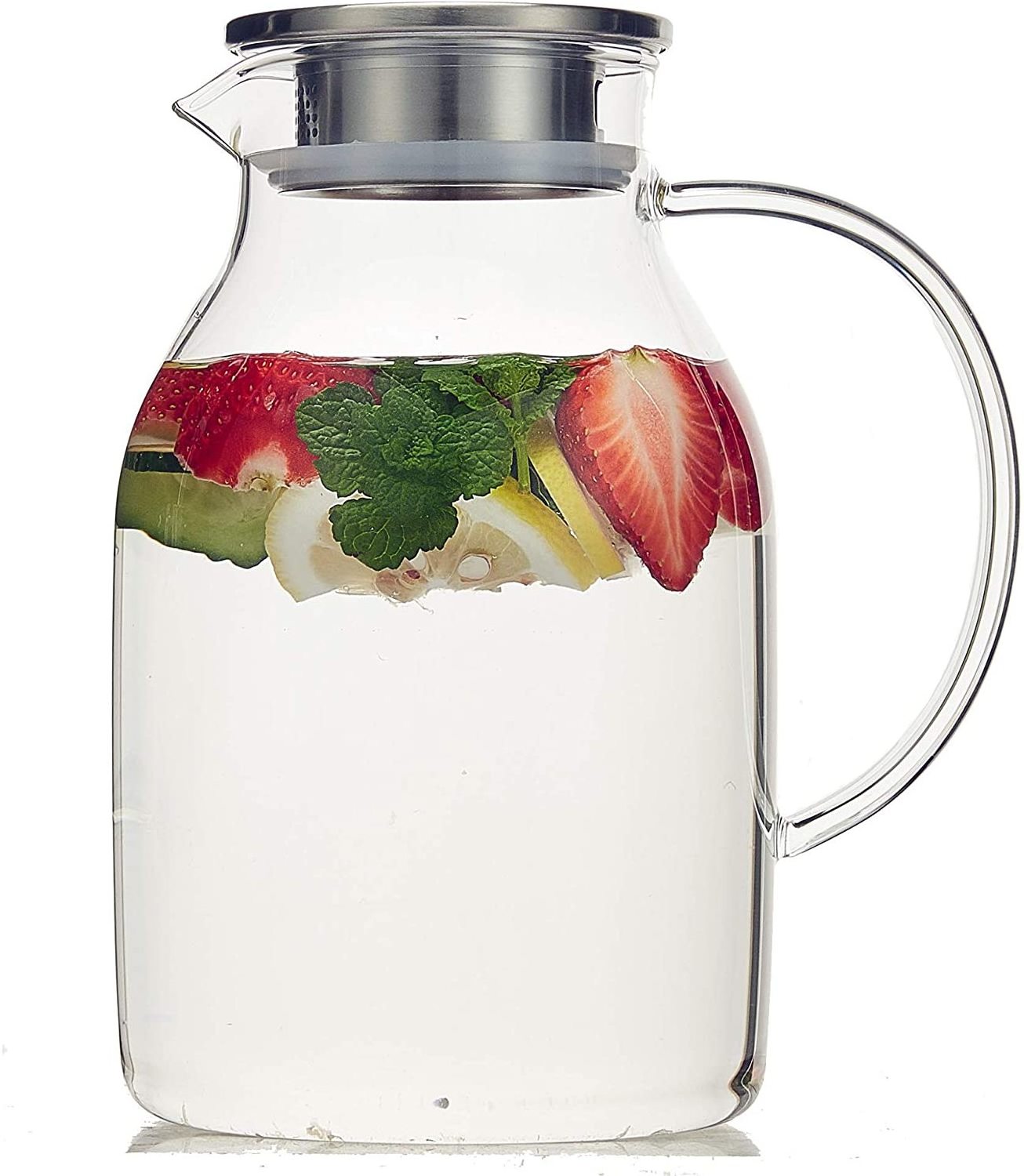 2010mls Pitcher Glass Water Pitcher with Lid Water Jug for Hot/Cold Water Ice Tea and Juice Beverage