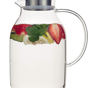 2010mls Pitcher Glass Water Pitcher with Lid Water Jug for Hot/Cold Water Ice Tea and Juice Beverage