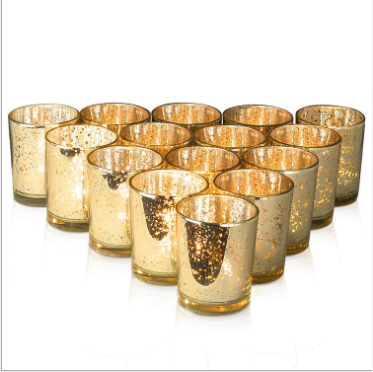 Stunning Gold Mercury Votive Candle Holders for Christmas Day Custom Candle Jar Supplier