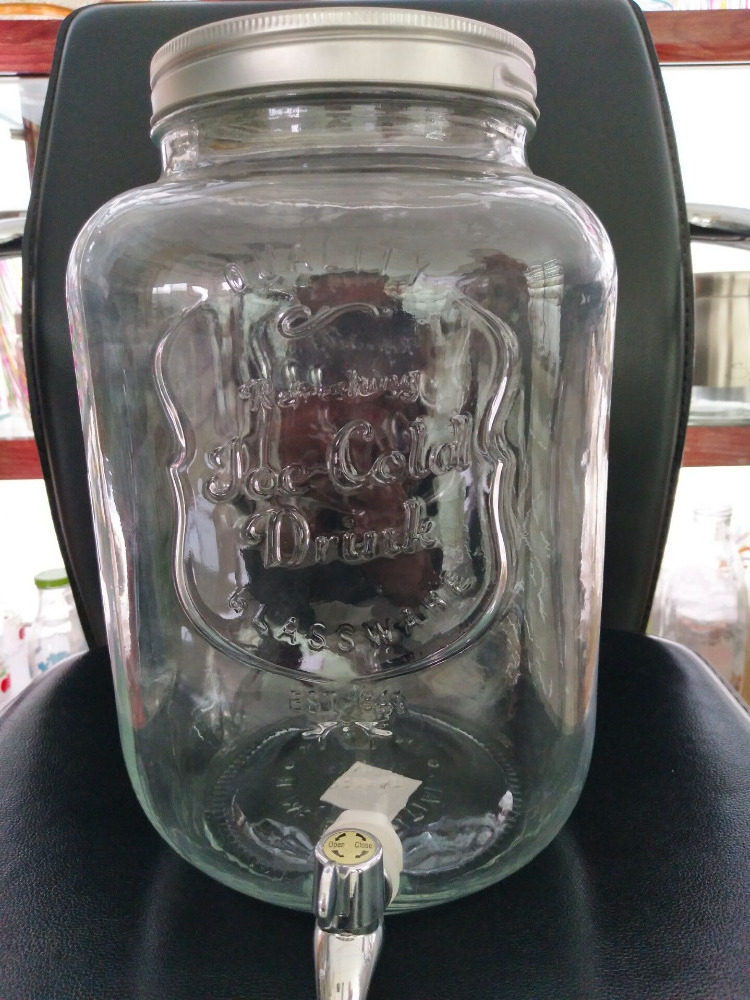 2 Gallon Mason Glass Jar Beverage Dispenser With Stand