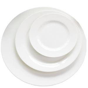 Wholesale porcelain dinning set restaurant dish white catering serving ceramic custom dinner plate