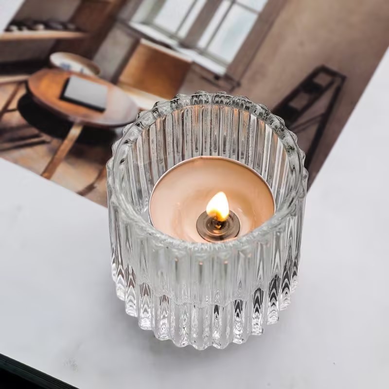 Small Round Clear Glass Votive Candle Cup Holder