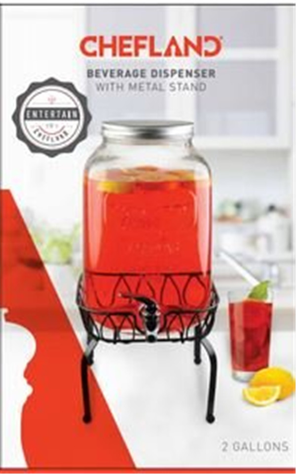 2 Gallon Mason Glass Jar Beverage Dispenser With Stand