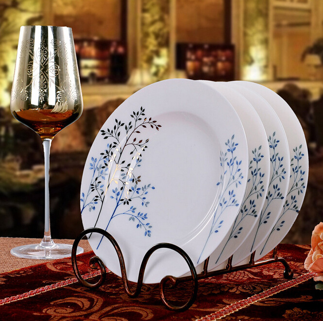 Haonai elegant bone china dinner plate,9 inch dinner plate set,set of 4 with customized design