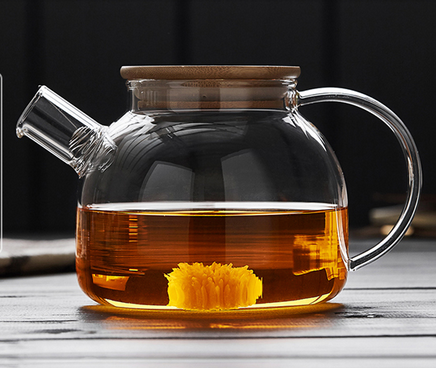 Glass Kettle 1800ml 60-ounce - Stove-top Safe - Heat Resistant Borosilicate Glass Pitcher Carafe Teapot Wth Bamboo Lid.