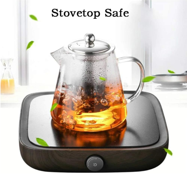 (43oz/ 1300ml) Stovetop Safe Blooming and Loose Leaf Tea Maker Set  Glass Teapot with Infuser Tea Pot Tea Kettle