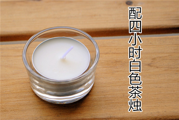 Wholesale Custom small short clear tea light glass candle holder with wax