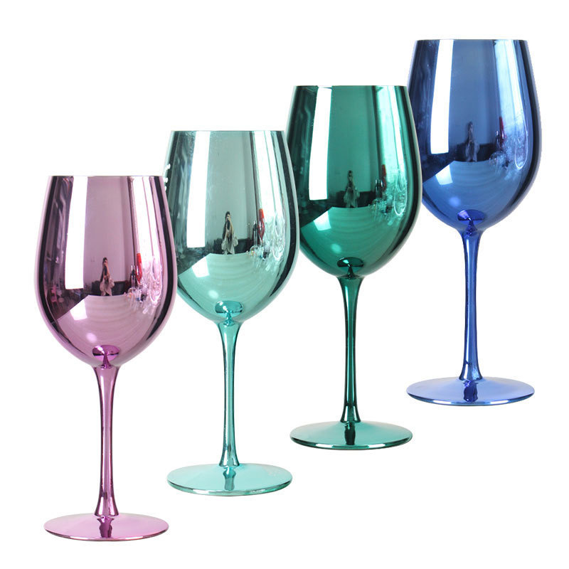 Wholesale Custom OEM  decorative electroplate silver and gold plated wine goblets glass cup