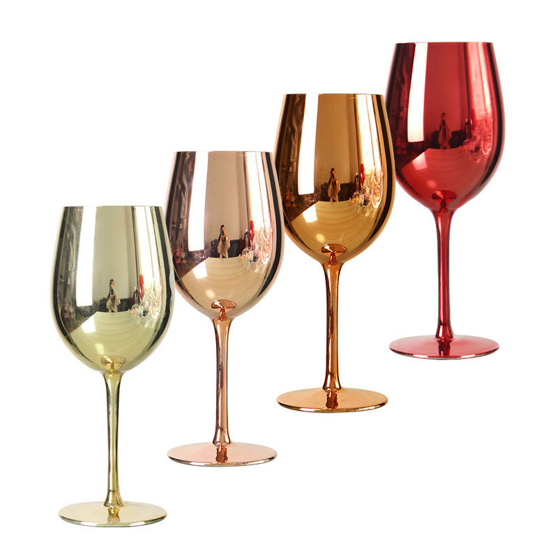 Wholesale Custom OEM  decorative electroplate silver and gold plated wine goblets glass cup