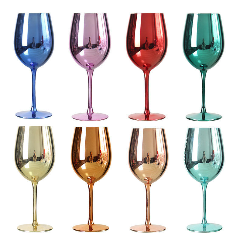 Wholesale Custom OEM  decorative electroplate silver and gold plated wine goblets glass cup