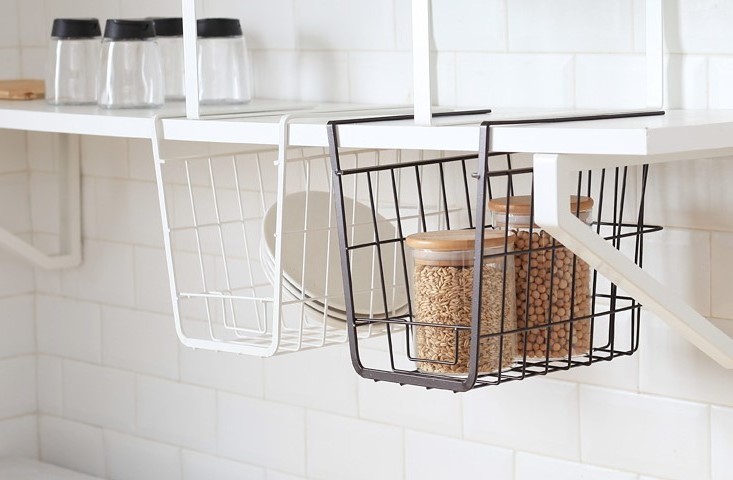 Metal Wire Rack Under the Cabinet Hanging Storage Basket organizer